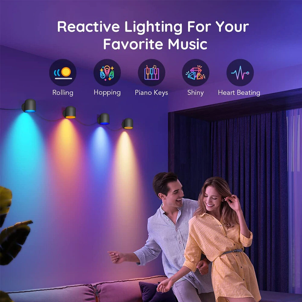 (image for) 4/6 Pack TUYA WIFI Smart Wall Lamp RGB Music Sync LED Modern Decor Downlight Simple Wall Light Work With Alexa Google Assistant