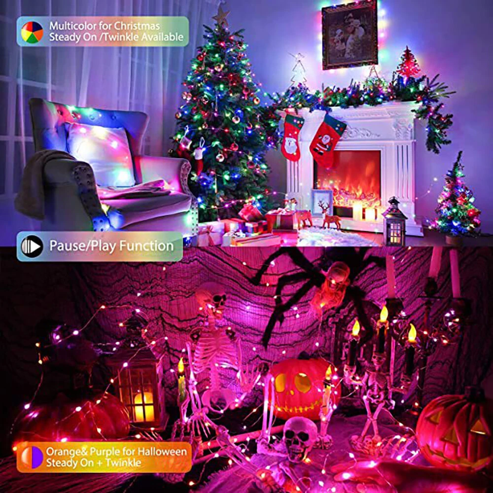 (image for) LIXINCORDA 5m~20m Smart RGBIC LED String Lights Music Sync IP68 Waterproof APP/Remote/Voice Control With Alexa/Google Christmas Decoration